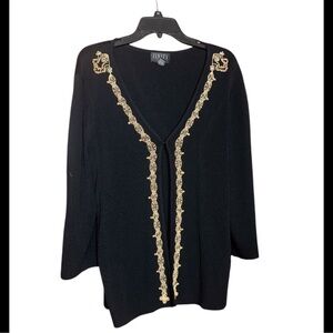 Finity Black Sweater with Embroidery wood beads size 1X